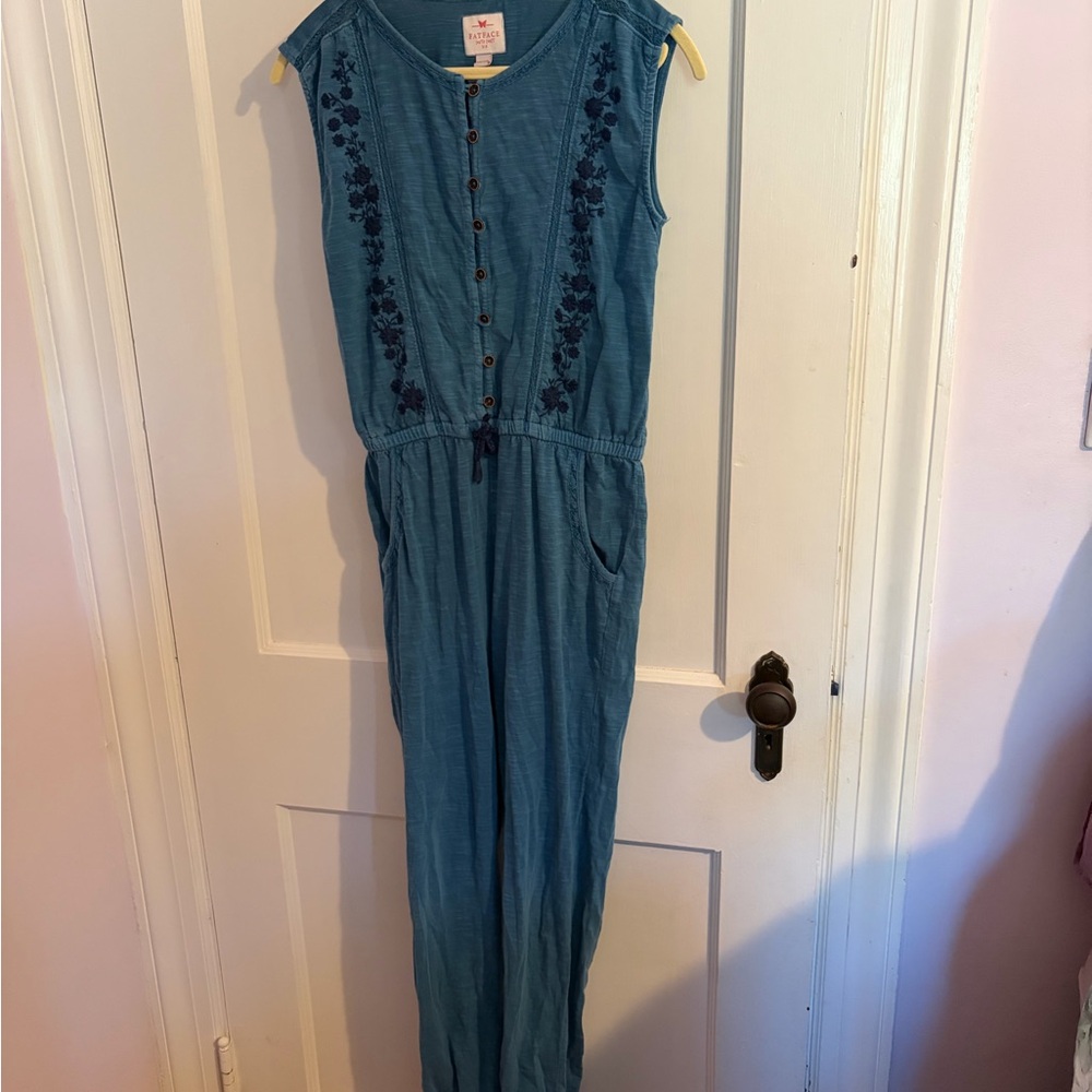 Fat Face Blue Embroidered Sleeveless Jumpsuit